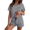 Demegimi Pigiama da Donna in Cotone a Righe Pigiama Donna Estivo Pigiama Corto Donna a Girocollo Pigiami Casual da Casa Morbido e Confortevole