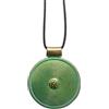 ASTER ALHELÍ Collana Donna con Ciondolo Spirale Grande Dorato con Riflessi Verdi - Collana Lunga Regolabile con Cordoncino in Camoscio Marrone Stile Boho - Gioiello Artigianale Idea Regalo (Dorato)