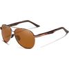 KINGSEVEN Pilot Occhiali da sole polarizzati da uomo in alluminio magnesio occhiali vintage UV400 Protection7720-3, Marrone