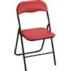 DRW Sedia pieghevole in metallo e seduta in ecopelle in rosso 44 x 46 x 78 cm, seduta 44 cm