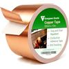 EVG 50mm x 15m Nastro Fogli di Rame Lumache | Nastro in Rame Adesivo Repellente per Lumache | Nastro di Nastro Rame Barriera Deterrente per La Disinfestazione Umana | Copper Tape per Aiuole E Orti