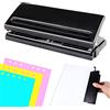 Mitening Perforatrice da Scrivania Regolabile a 6 Fori, Buca Fogli Distanze Regolabili Bucatrice 6 Fori Perforatore A 6 Scomparti per A4 A5 A6 B7, Fora Fino a 10 Fogli, Nero
