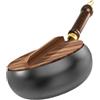 F Fityle 9.45 '' Ferro Wok a Fondo Piatto Pentole a Gas Fornello a Induzione Padella Wok Stir Fry Pan per la Cucina del Ristorante di Casa da Campeggio, Coperchio di Legno