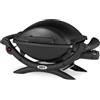Weber Q1000 BBQ a Gas, SUP. Cottura 43 x 32cm, Barbecue Portatile, 1 Bruciatore, SUP. Cottura in Ghisa Smaltata Divisa in 2, Coperchio e Guscio in Alluminio pressofuso - Nero (50010053)
