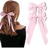 BelleVive 2 pezzi fiocchi per capelli e nastri in raso setoso, clip a coccodrillo per porta coda di cavallo, graziosi fermagli per capelli per donne, ragazze, bambini, adolescenti, rosa