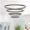 LAMPLAY Lampada A Sospensione Moderna A LED Rotonda, 4 Lampadario Ad Anello Nero, Dimmerabile Con Telecomando 3000K-6000K Lampada Da Soffitto, Altezza Regolabile, Camera Da Letto(Ø20+40+60+80cm)