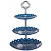 Wagoodter Alzate per torte in plastica a 3 piani Piatti da dessert per feste di compleanno per bambini, feste di compleanno, baby shower (tondo blu)
