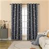 GIRASOLE HOME® Coppia Tende Oscuranti Morbide Fantasia Stelle Argentate Tenda Morbida per Interni con Occhielli 2 Pannelli (Grigio, 140x235cm)