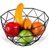 IPEA Cesto Portafrutta da Tavolo in Metallo - Design Moderno e Geometrico - Fruttiere Cestino per Frutta, Agrumi, Noci, Alimenti - Porta Frutta da Centrotavola Aperto - Colore Nero