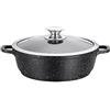 KAMBERG Tegami 36 cm, Ghisa di Alluminio, Rivestimento Antiaderente di Alta Performance Pietra, Coperchio in Vetro, Tutti Fornelli y induzione, Senza PFOA