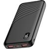 Thunelec Power Bank, 10000mAh Leggero Powerbank, 22,5W/3A Ricarica Rapida Caricabatteria Portatile con PD QC 3.0 Batteria Esterna, 4 Porte (output ＆ input) con LED Display per iPhone iOS Android Nero