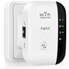 Aigital Ripetitore Wireless WiFi Extender e Access Point per Casa, Amplificatore Segnale WiFi, Velocità Single Band 300Mbps, Porta LAN, Pulsante WPS, Compatibile con tutti i modem router wifi