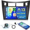 Hikity 2+64G Android 13 Autoradio per Toyota Yaris 2006-2011 Radio Carplay Android Auto, 9 Pollici IPS Touch Screen Radio con Telecamera Bluetooth Navi WiFi DSP EQ