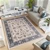 TAPISO Colorado Tappeto Pelo Corto Resistente Design Tradizionale Classico Antracite Crema Motivo Floreale Ornamenti Cornice Bordo Chiaro Camera Soggiorno Sala Oeko-Tex 60 x 100 cm
