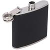 Agatige Fiaschetta per liquori, 150 ml in acciaio inox a prova di perdite, bottiglie tascabili con imbuto e copertura in pelle nera per vino whisky alcolico (5 oz)