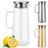 Auauraintt Caraffa in vetro con coperchio, 1,5 litri caraffa in vetro con coperchio in acciaio inossidabile, vetro borosilicato resistente al calore, per limonata, acqua, tè e succhi (Trasparente)