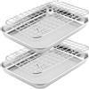 UNGFEI 2 teglie da forno con griglia metallica, in acciaio inox, con griglia di raffreddamento, per cuocere biscotti, pane, carne, 22,9 x 17,8 x 2,5 cm