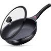 INTIGNIS Padella profonda antiaderente con coperchio 24 cm 2,5 L induzione | 3 in 1: padella, padella sauté e mini wok; fondo inox, rivestimento ceramico GREBLON, induzione, senza sostanze chimiche