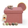 Laleni panca contenitore - panca camera da letto 41x31 cm - pouf contenitore camera da letto - puffo per appoggiare i piedi - puff salotto - pouf rettangolare - cassapanca pouf contenitore - corallo