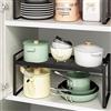 BAIEUEJO Cucina Organizer,mensole cucina con tappetino antiscivolo,Mensole porta piatti,per cucina/bagno/piano tavolo/credenza (BLK)
