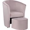 Totò Piccinni Poltrona Salotto Design Pozzetto Imbottita (Velluto Lilla, con Pouf Estraibile)