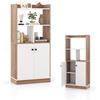 KOMFOTTEU Libreria Verticale in Legno con Armadio a Ante e 2 Ripiani Aperti, Libreria Scaffale, 60 x 30 x 140 cm, Bianco e Naturale