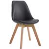 CLP Sedia da Pranzo Manado Scandinava I Sedia Soggiorno Imbottita in Similpelle E Legno di Faggio Alt.47 CM, Colore:Nero, Colore del Telaio:Natura