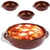 kasalingo 3 Tegami in coccio monoporzione da Forno 18 Cm, terrine di Terracotta Che esaltano Il Sapore Naturale dei cibi, Ciotole in Terracotta per zuppe, Pasta al Forno