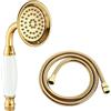 Ownace Soffione doccia tradizionale in ottone da 3,3 pollici in ceramica telefono in mano soffione doccia vittoriano con tubo da 1,5 m per rubinetti da bagno