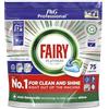 Fairy Professional Platinum Caps per Lavastoviglie, 75 Lavaggi, Pulizia Potente e Brillantezza Anche per Sfide Su Grasso Ostinato, Conforme HACCP