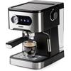 Domo DO1138K Macchina per espresso con manometro, 20 bar, con ugello per vapore integrato, acciaio inox/nero