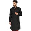SKAVIJ Kurta da Uomo Camicia Lunga Ricamata in Seta Jacquard Abiti da Sposa Indiani (Nero, S)
