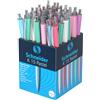 Schneider 130840 K15 - Penna a sfera a pressione (indelebile, tratto: M, colore inchiostro: blu), 50 pezzi, colori assortiti, pastello