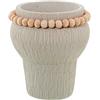 DRW Vaso in ceramica con palline di legno in bianco 13 x 13 x 15 cm