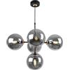 Light Home LH Light-Home Imperia Lampadario a Sospensione - Lampadario per Soggiorno Camera da Letto e Cucina - Lampade a Sospensione in Metallo con Paralume Vetro - E14-5 Luce - Nero Oro Base e Grigio scuro