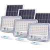 081 Store - 3 PEZZI Faro Led Esterno con Pannello Solare, Faro a Led da Giardino 200w con Sensore Crepuscolare e Telecomando, Faretto Solare Impermeabile IP66