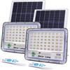 081 Store - 2 PEZZI Faro Led Esterno con Pannello Solare, Faro a Led da Giardino 200w con Sensore Crepuscolare e Telecomando, Faretto Solare Impermeabile IP66