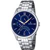 Festina F16822/3 orologio al quarzo da uomo, quadrante blu, display analogico e cinturino argentato in acciaio inox
