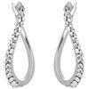 DelPia, Orecchini Ovali a Onda in Oro 18kt e Argento Sterling 925 con Cristalli Luminosi (White, 11x19mm)
