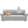 YSTELLAA Copridivano 3 Posti Con Braccioli, Elasticizzati Jacquard Copridivani, Universale Antiscivolo Sofa Cover, Moderno, Lavabili, Antimacchia, Sliver Grigio