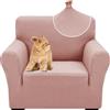 YSTELLAA Elasticizzato Copridivano 1 Posto, Universale Copripoltrona Con Braccioli, Antiscivolo, Antigraffio, Moderno Sofa Cover Lavabili, Per Soggiorno, Rosa Grigio
