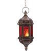 Nuptio Lanterna Candela Marocchina Appesa Portacandele Lume Lampada Ramadan Metallo Vetro Lanterne Decorative Marroni per Candele per Soggiorno Balcone Patio Halloween Decorazioni Natalizie, 1 Pezzo
