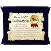 Generico Targa 100° Compleanno | Elegante Regalo Centesimo Compleanno | Cofanetto con Pergamena per Centenario | Biglietto Auguri | Birthday Plate (blu, 100 Anni)