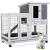MaxxPet Casetta per conigli - Corridoio per conigli - Conigliera in legno per esterni - 95x63x93cm - Grigio