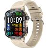 RORIOS Moda Sportivo Smart Watch per Uomo Donna Chiamate Bluetooth Monitoraggio Della Salute Orologio da Polso Intelligente Fitness Impermeabile Smartwatch Cachi