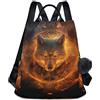 GAIREG Western Cowboy Lupo Ritratto Donne Zaino Borsa Antifurto Posteriore Cerniera Design Borsa Da Viaggio, Totem Lupo Occhi Rossi