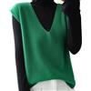 Generisch 2025 - Gilet in maglia da donna con scollo a V profondo, maglione senza maniche aderente per il tempo libero da donna senza maniche, verde, XXL