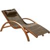 Easycomfort Sdraio da Giardino Ergonomica, Lettino Prendisole con Poggiatesta Imbottito in Legno e Tessuto, 161 x 72 x 68 cm, Marrone