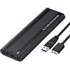 UKETO Alloggiamento SSD M.2 NVMe, 10 Gbps USB 3.1 Gen 2, alluminio, nero, installazione senza attrezzi, doppio protocollo (NG-FF+NVME), capacità 2 TB, compatibile con Windows/MAC OS/Linux/Android