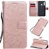 MUMOYAN CHcase Cover per Huawei Y7P/P40 Lite E Custodia di Pelle Case Flip Portafoglio Retro Libretto Magnetico Protettiva Non Graffi Funzione Supporto Fiore Girasole per Huawei Y7P/P40 Lite E - Oro Rosa